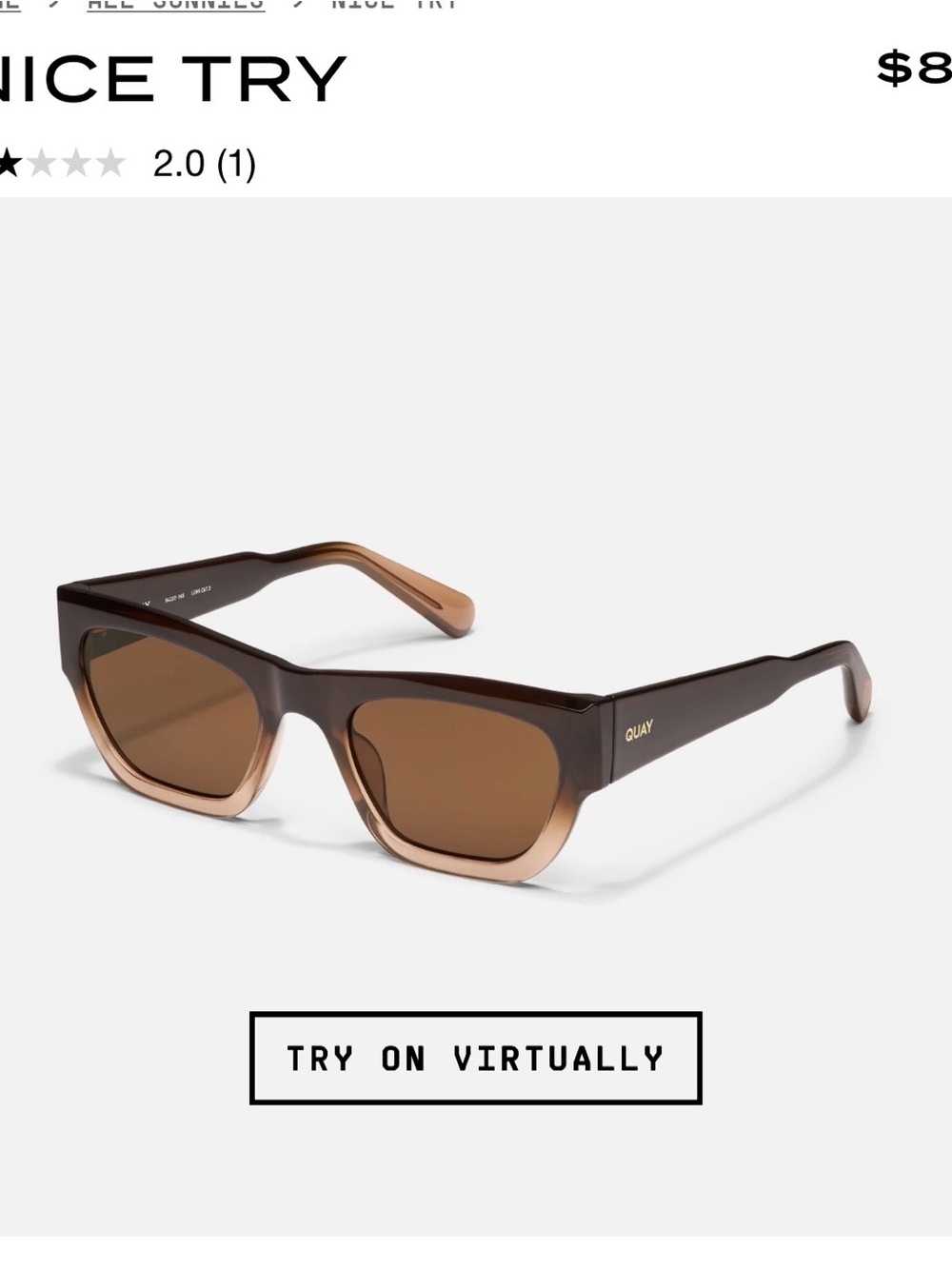 Quay Australia Nice Tray Brown Gradient Block-Frame Sunglasses